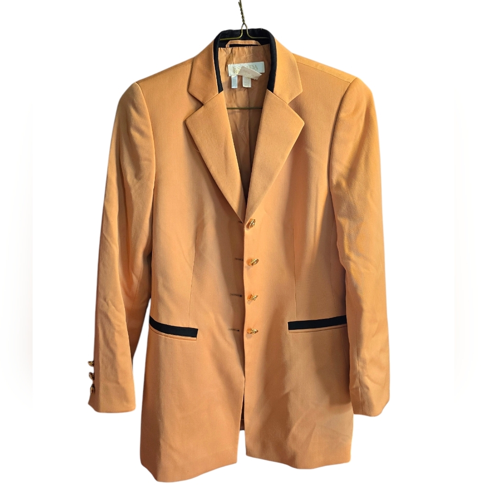 Vintage Escada Margaretha Ley New Wool Yellow Blazer Size 38